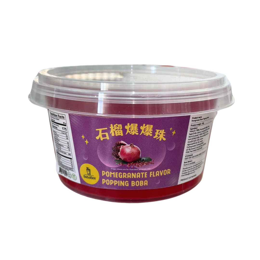 BOBA BEE Fruit Flavored Popping boba in Syrup - Pomegranate 450g