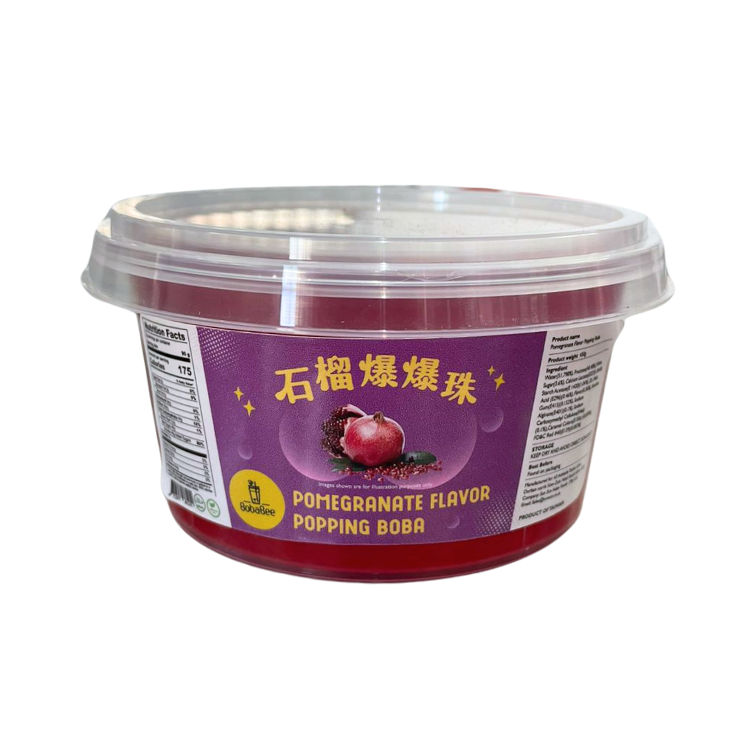 BOBA BEE Fruit Flavored Popping boba in Syrup -  Pomegranate 450g