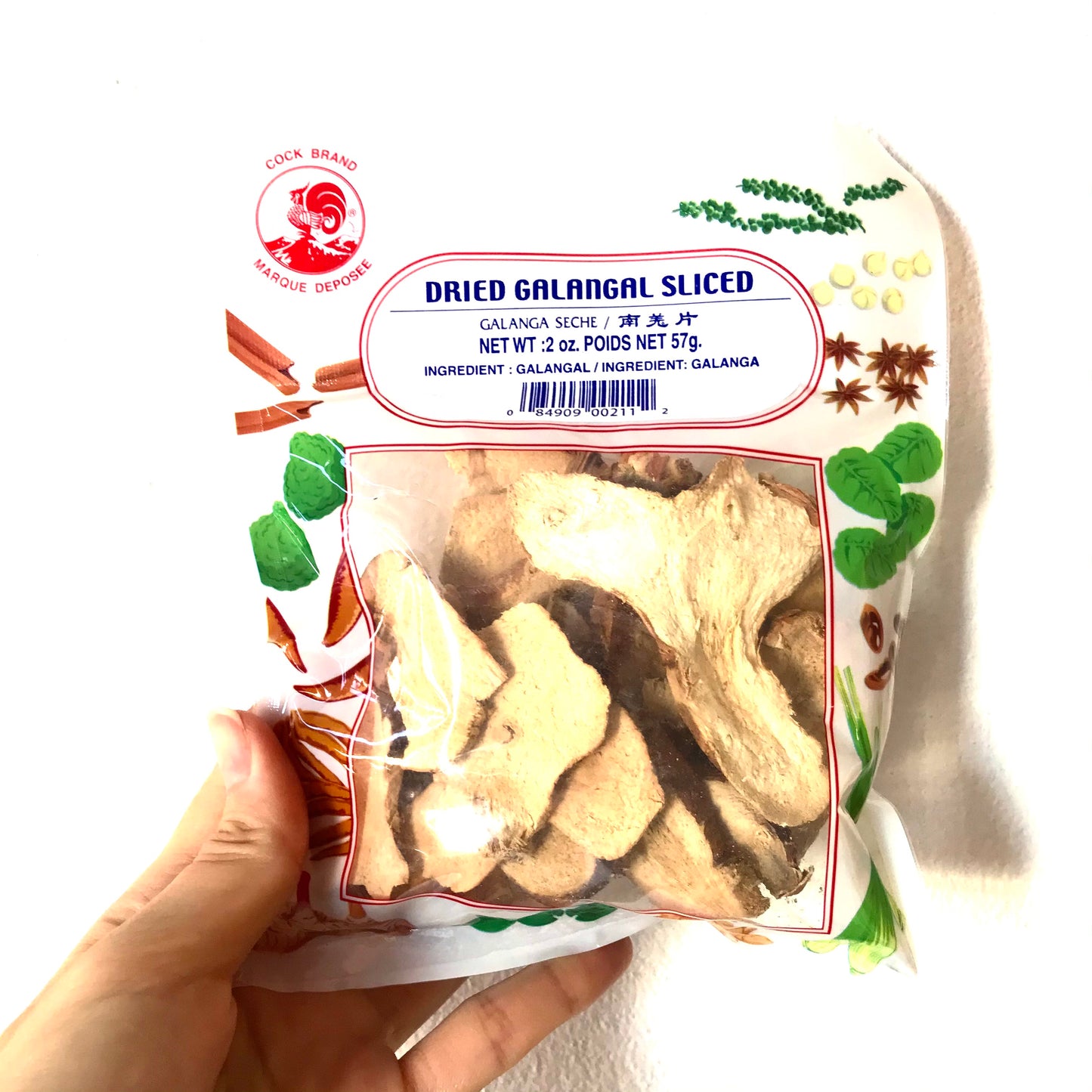 Cock brand Dried Galangal Sliced 57g