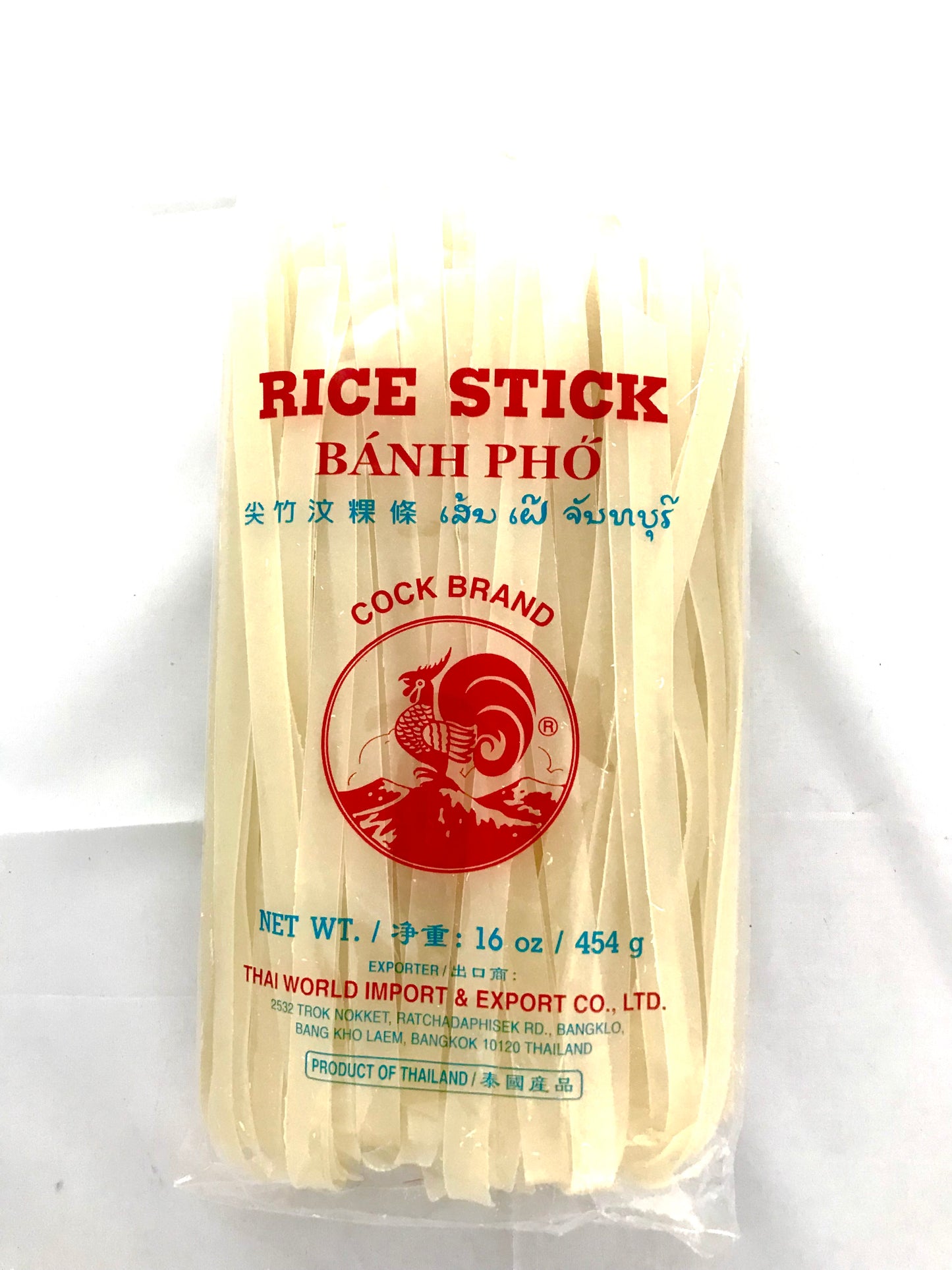 Cock Brand Banh Pho Rice Stick Noodles 5mm 454g