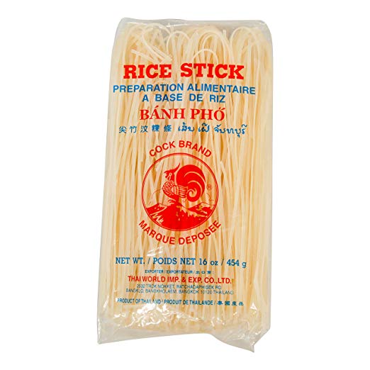 Cock Brand Banh Pho Rice Stick Noodles 3mm 454g